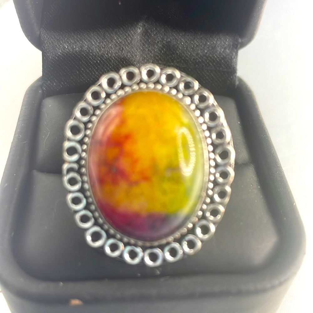 Colorful rainbow solar ring size 6 1/4